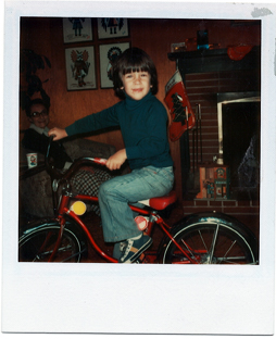 Seattle bicycle attorney pictured on his first bike - polaroid.